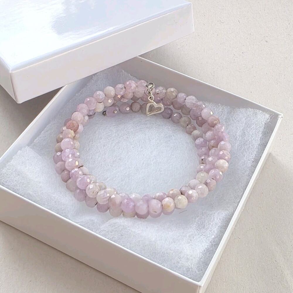 Jay King DTR Kunzite Beaded Wrap Bracelet Lilac 925 Silver 7.5" New
